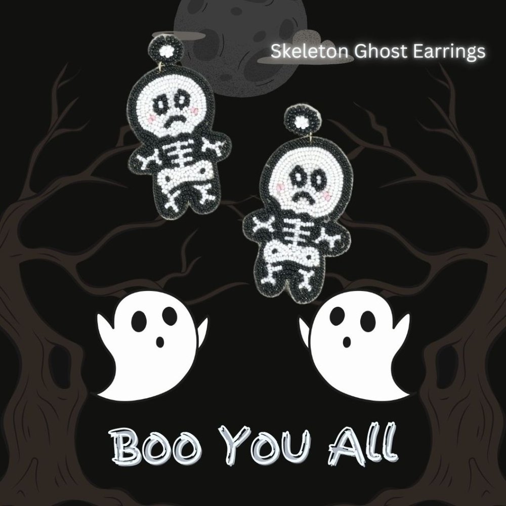 Skeleton Halloween Beaded Earrings